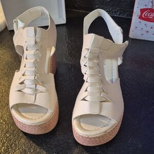 Elegant Cream Wedge Sandals